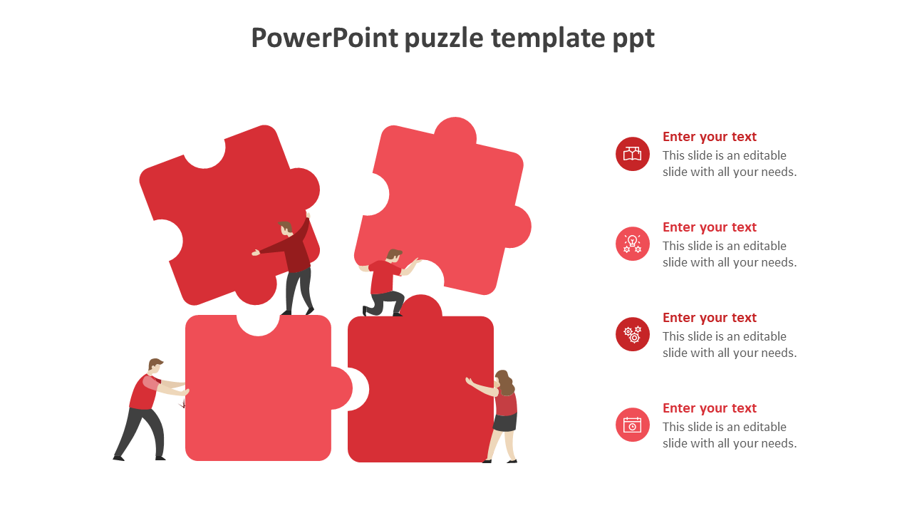 powerpoint puzzle template ppt-red